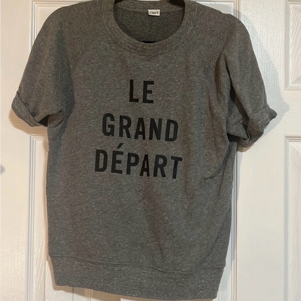 Clare V Gray Short Sleeve, Crew Sweatshirt